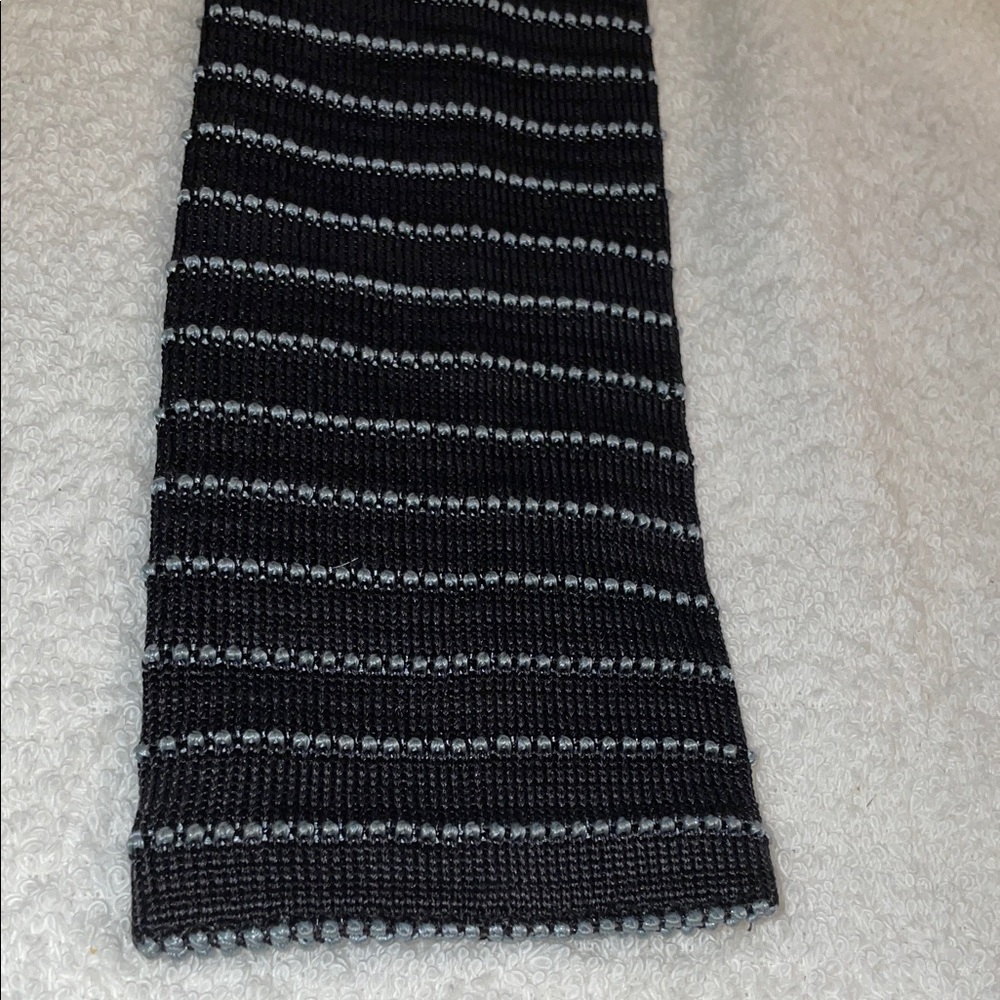 Nordstrom Altea Used Tie Black and Gray Striped Knit